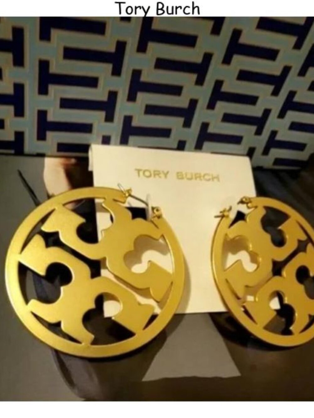 Tory Burch Miller Logo Gold Hoop Earrings